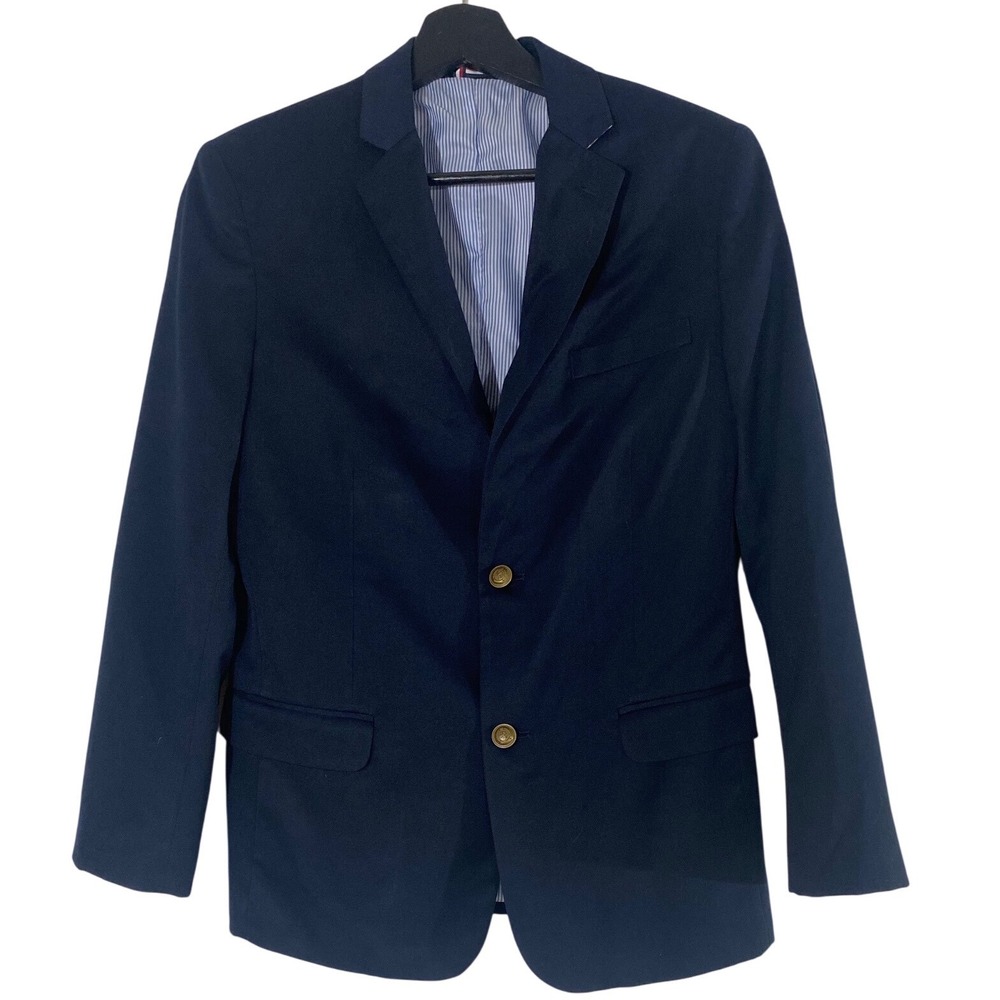 Tommy Hilfiger Blazer Boys 16 Navy Blue Excellent Gold Crest Buttons T821091